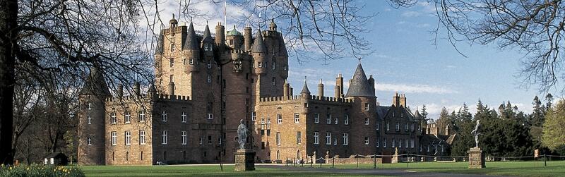 Glamis Castle, childhood home of the late Queen Elizabeth the Queen Mother
© VisitScotland/ScottishViewpoint Banner image for About Angus and Dundee