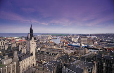 Looking across the city to the harbour at Aberdeen, Scotland's third-largest city, known as the 'Granite City' because of the local stone used in many of its the buildings
© VisitScotland/ScottishViewpoint